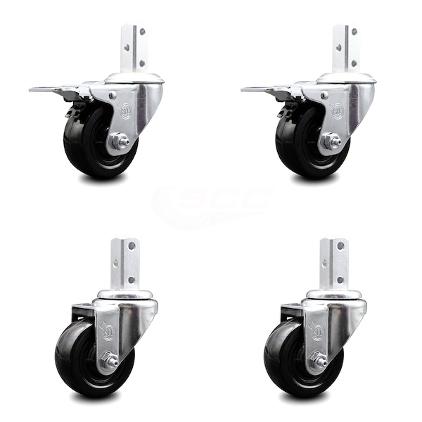 Service Caster 3 Inch Hard Rubber Swivel 7/8 Inch Square Stem Caster Total Lock Brakes, 2PK SCC-SQTTL20S314-HRS-78-2-S-2 - main
